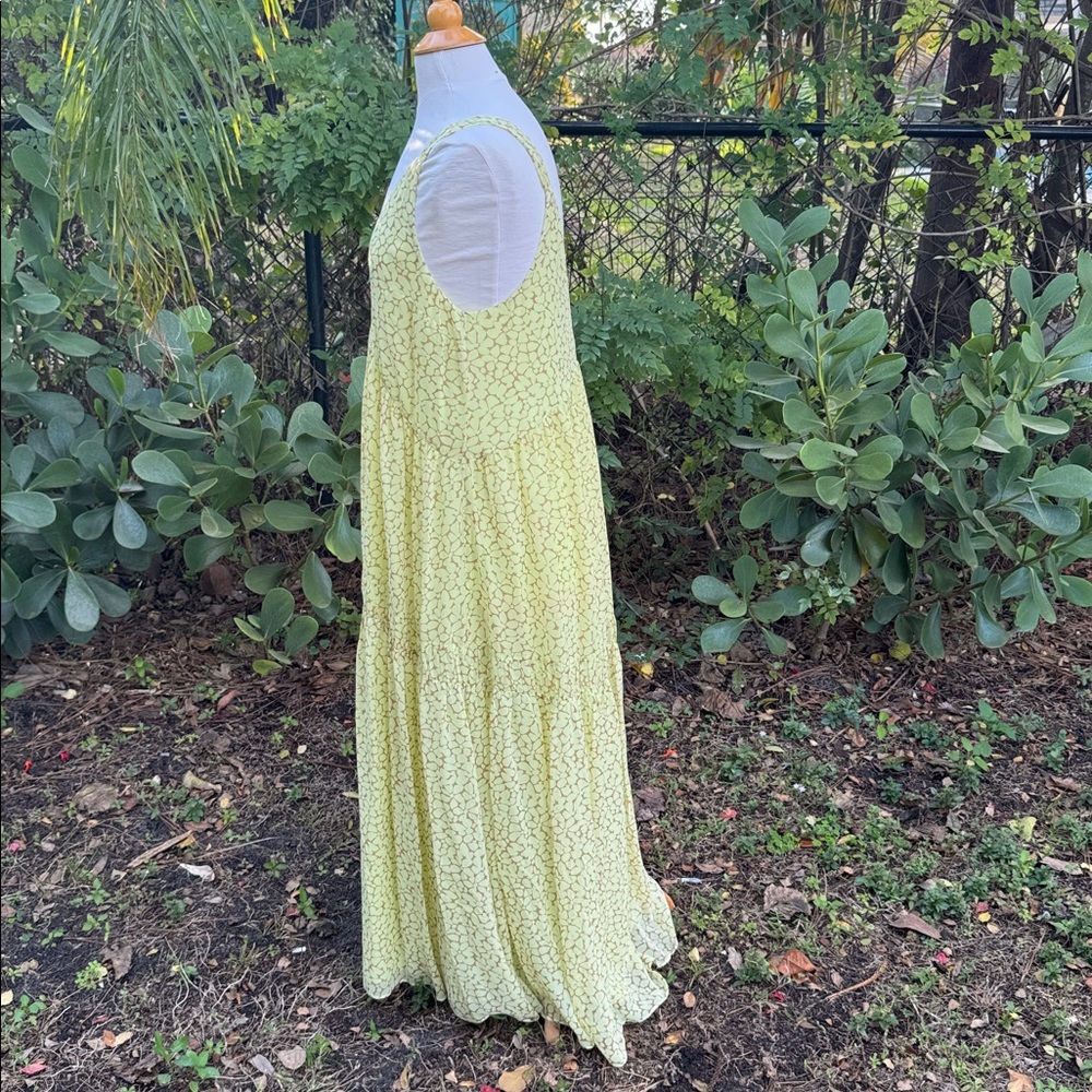 Joie Bondi V-neck Midi Silk Dress in the color Shadow Lime, size Large - Picture 3 of 7
